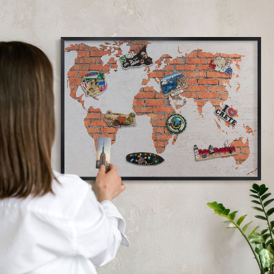 Lavagna magnetica in metallo decorata di colore nero Mappa dei mattoni