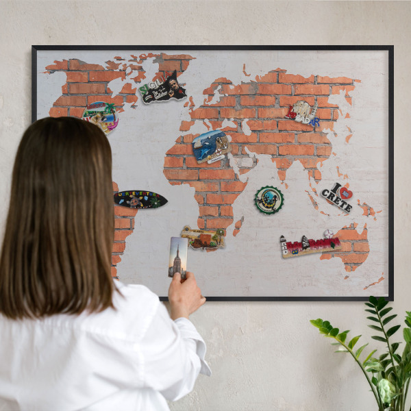 Lavagna magnetica in metallo decorata di colore nero Mappa dei mattoni