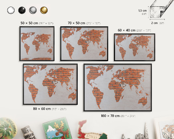Lavagna magnetica in metallo decorata di colore nero Mappa dei mattoni