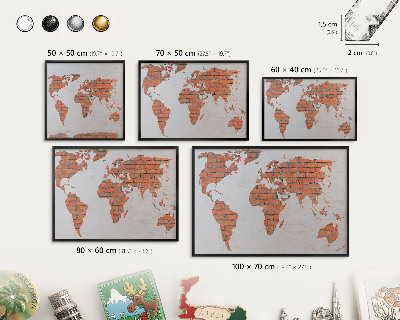 Lavagna magnetica in metallo decorata di colore nero Mappa dei mattoni