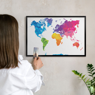 Lavagna magnetica per collezioni di calamite con cornice nera Mappa a colori