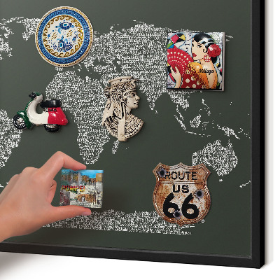 Lavagna magnetica in metallo decorata di colore nero Mappa testuale
