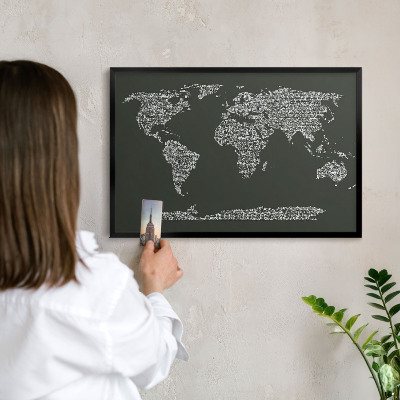 Lavagna magnetica in metallo decorata di colore nero Mappa testuale