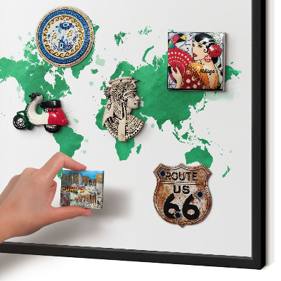 Lavagna magnetica in metallo decorata di colore nero Mappa verde