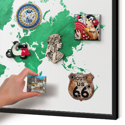 Lavagna magnetica in metallo decorata di colore nero Mappa verde