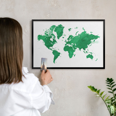 Lavagna magnetica in metallo decorata di colore nero Mappa verde