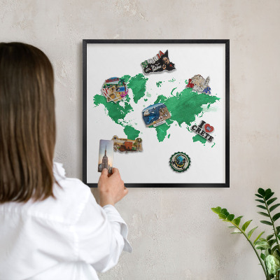 Lavagna magnetica in metallo decorata di colore nero Mappa verde