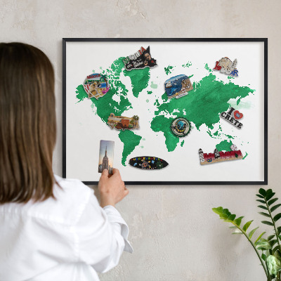 Lavagna magnetica in metallo decorata di colore nero Mappa verde