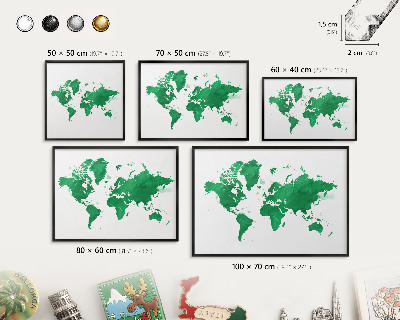 Lavagna magnetica in metallo decorata di colore nero Mappa verde