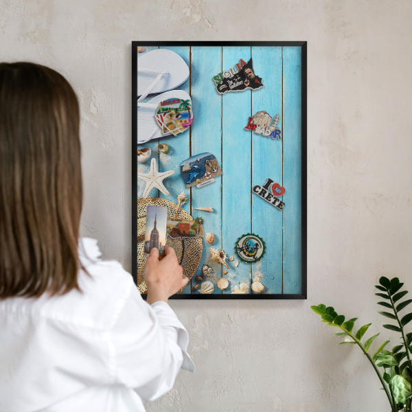 Lavagna magnetica in metallo decorata di colore nero Spettacolo di vacanza