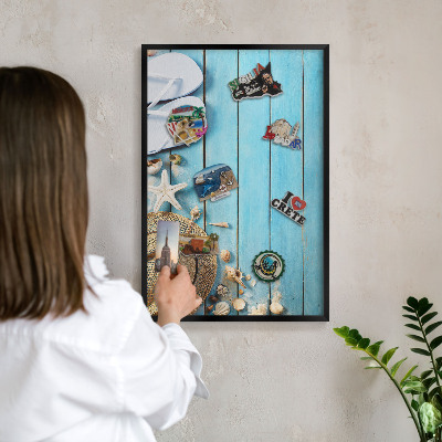 Lavagna magnetica in metallo decorata di colore nero Spettacolo di vacanza