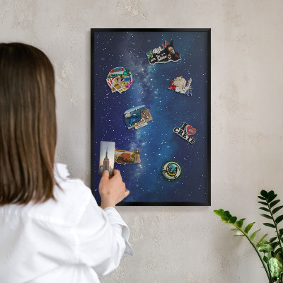 Lavagna magnetica in metallo decorata di colore nero Spazio stellare