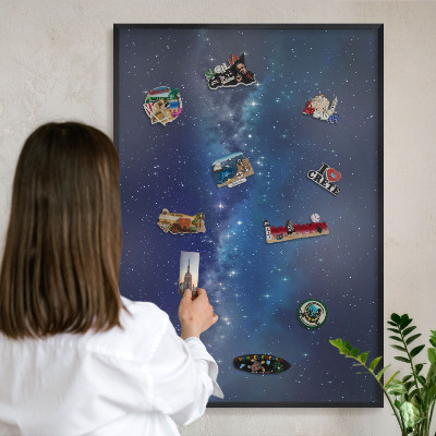 Lavagna magnetica in metallo decorata di colore nero Spazio stellare