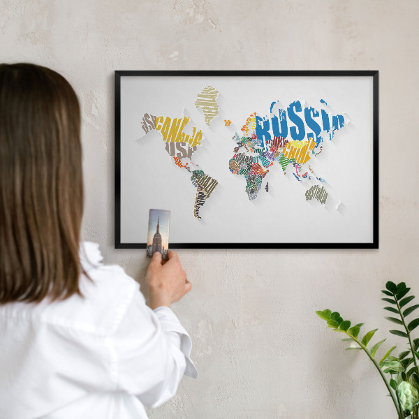 Lavagna magnetica in metallo decorata di colore nero Mappa a colori