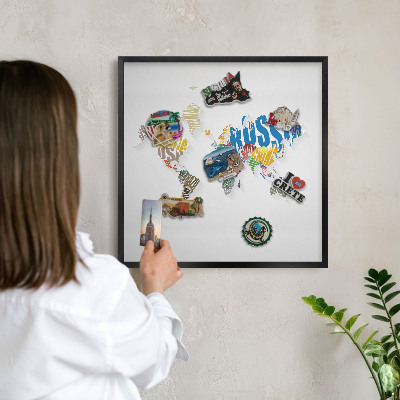 Lavagna magnetica in metallo decorata di colore nero Mappa a colori