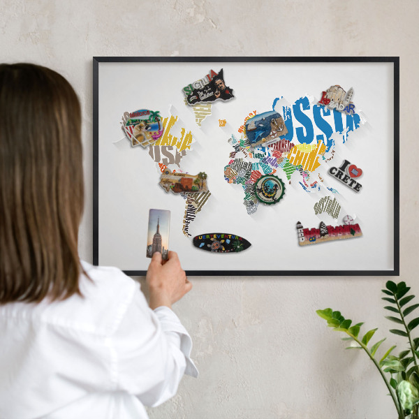 Lavagna magnetica in metallo decorata di colore nero Mappa a colori