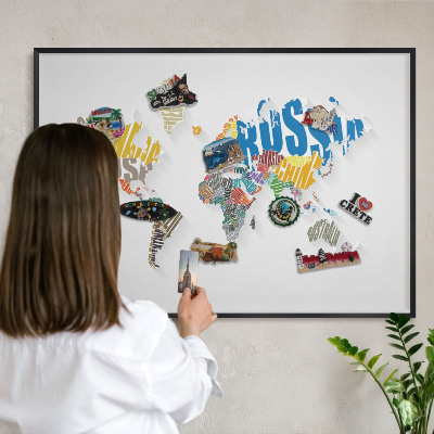 Lavagna magnetica in metallo decorata di colore nero Mappa a colori