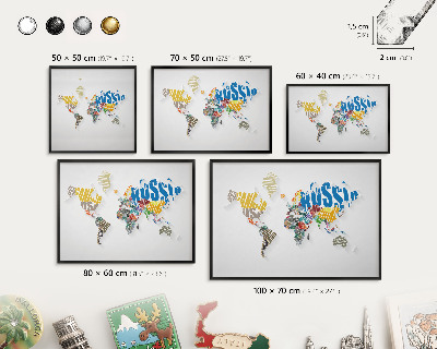Lavagna magnetica in metallo decorata di colore nero Mappa a colori