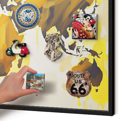 Lavagna magnetica in metallo decorata di colore nero Mappa del mondo