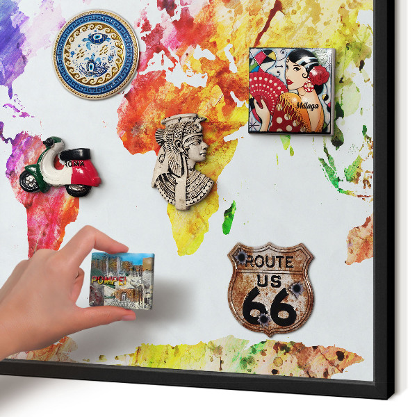 Lavagna magnetica in metallo decorata di colore nero Mappa a colori
