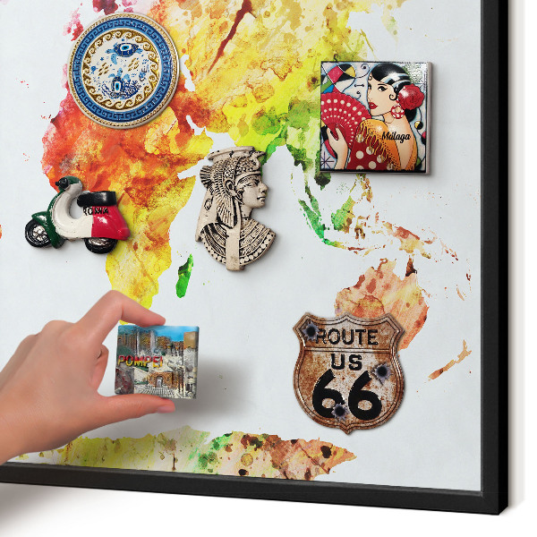 Lavagna magnetica in metallo decorata di colore nero Mappa a colori