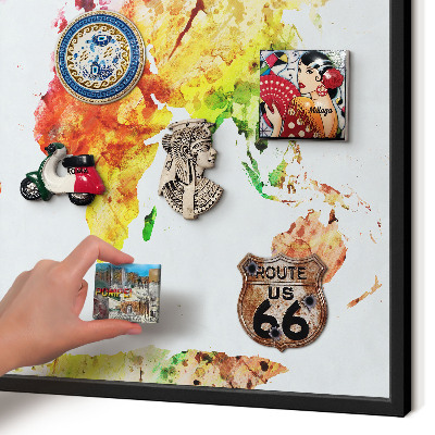 Lavagna magnetica in metallo decorata di colore nero Mappa a colori