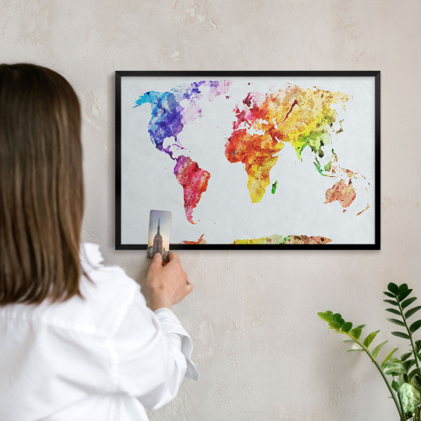 Lavagna magnetica in metallo decorata di colore nero Mappa a colori