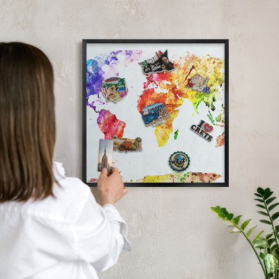 Lavagna magnetica in metallo decorata di colore nero Mappa a colori