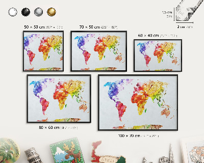 Lavagna magnetica in metallo decorata di colore nero Mappa a colori
