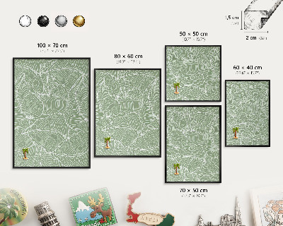 Lavagna magnetica in metallo decorata di colore nero Foglie tropicali