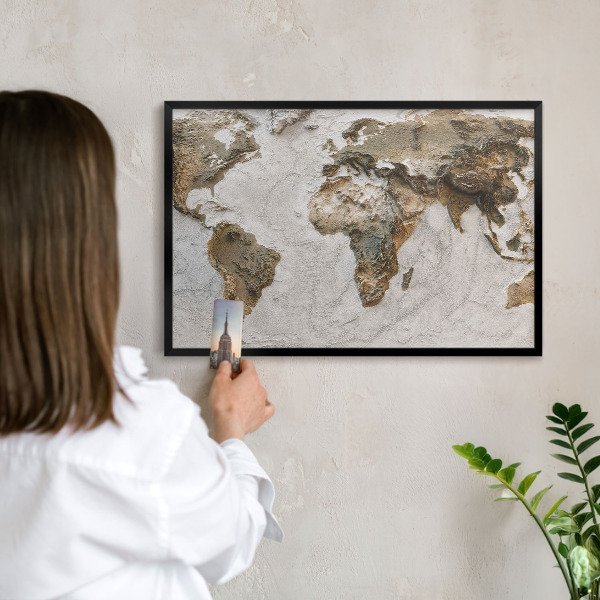 Lavagna magnetica in metallo decorata di colore nero Mappa altimetrica