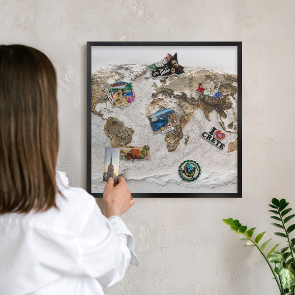 Lavagna magnetica in metallo decorata di colore nero Mappa altimetrica
