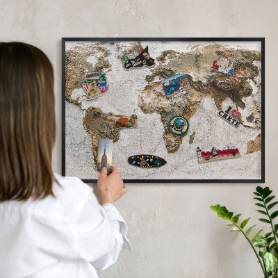 Lavagna magnetica in metallo decorata di colore nero Mappa altimetrica