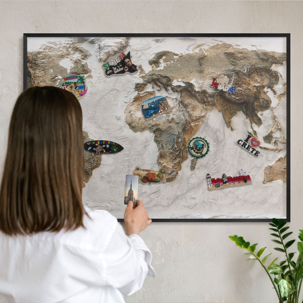 Lavagna magnetica in metallo decorata di colore nero Mappa altimetrica