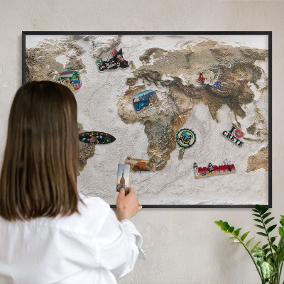 Lavagna magnetica in metallo decorata di colore nero Mappa altimetrica