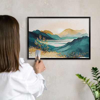 Lavagna magnetica in metallo decorata di colore nero Una vista serena