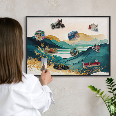 Lavagna magnetica in metallo decorata di colore nero Una vista serena