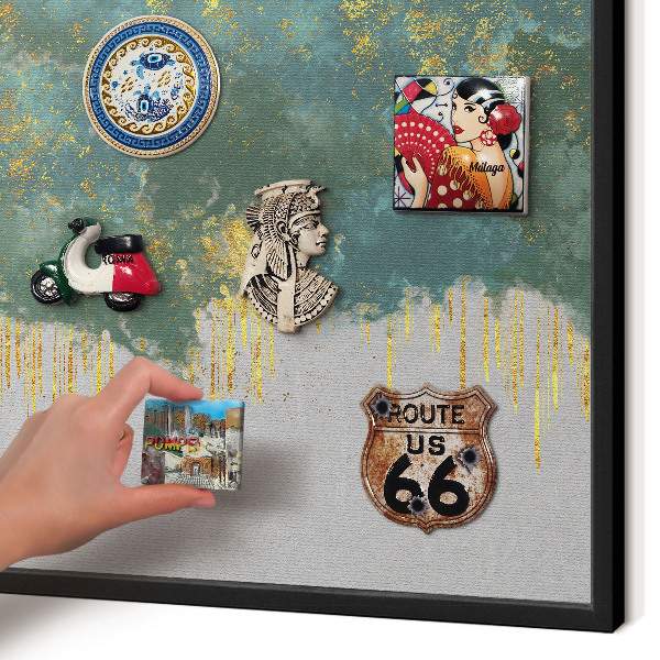 Lavagna magnetica in metallo decorata di colore nero Astrazione turchese