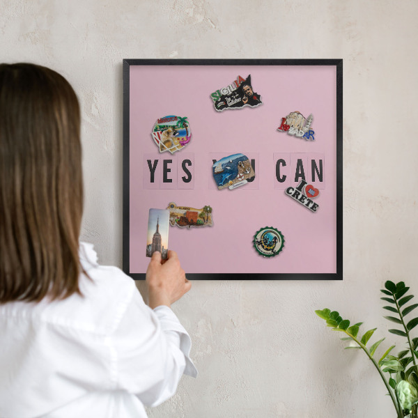 Lavagna magnetica in metallo decorata di colore nero Motivazione quotidiana