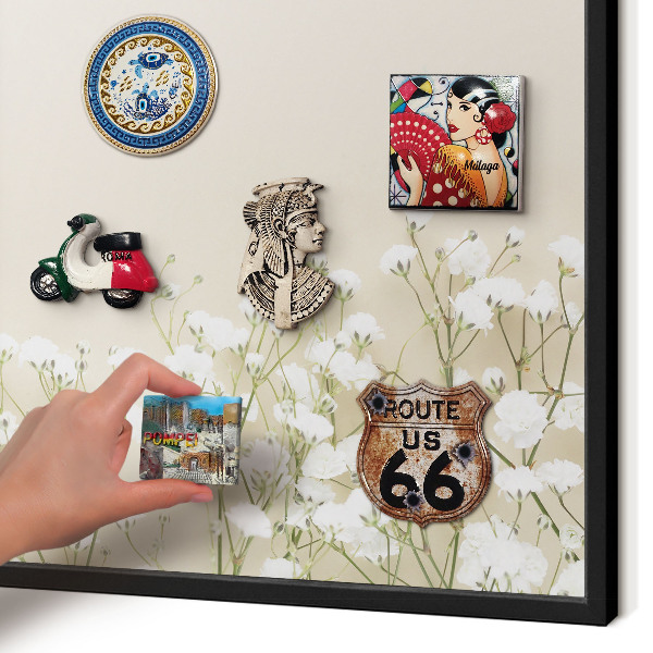 Lavagna magnetica per collezioni di calamite con cornice nera Natura sottile