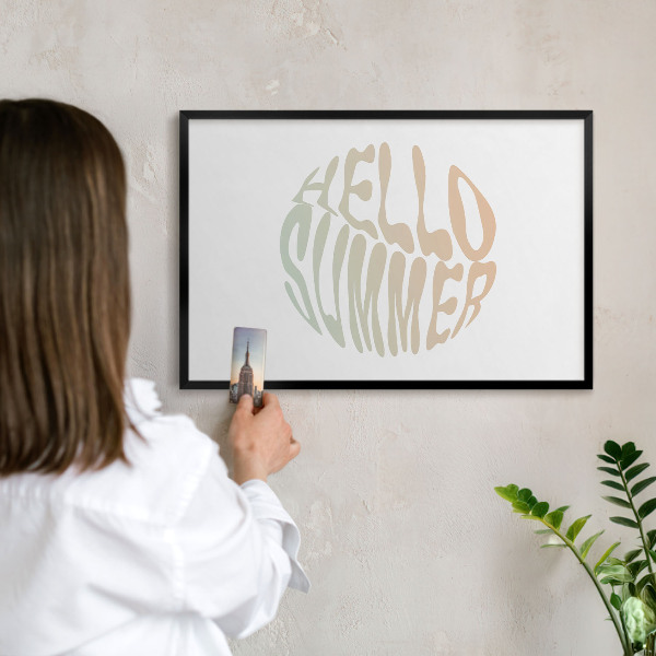 Lavagna magnetica in metallo decorata di colore nero Ciao estate