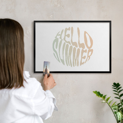 Lavagna magnetica in metallo decorata di colore nero Ciao estate
