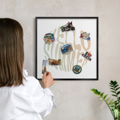 Lavagna magnetica in metallo decorata di colore nero Ciao estate