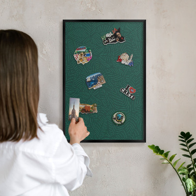 Lavagna magnetica in metallo decorata di colore nero Foglie verdi