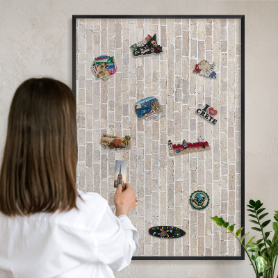 Lavagna magnetica in metallo decorata di colore nero Motivo a mattoni