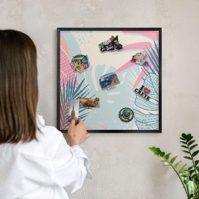 Lavagna magnetica in metallo decorata di colore nero Astrazione tropicale