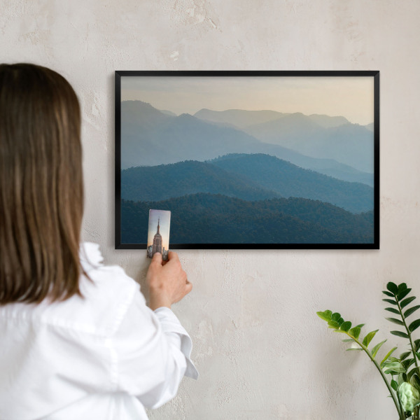 Lavagna magnetica in metallo decorata di colore nero Panorami montani