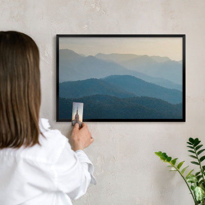 Lavagna magnetica in metallo decorata di colore nero Panorami montani