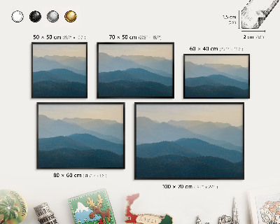 Lavagna magnetica in metallo decorata di colore nero Panorami montani