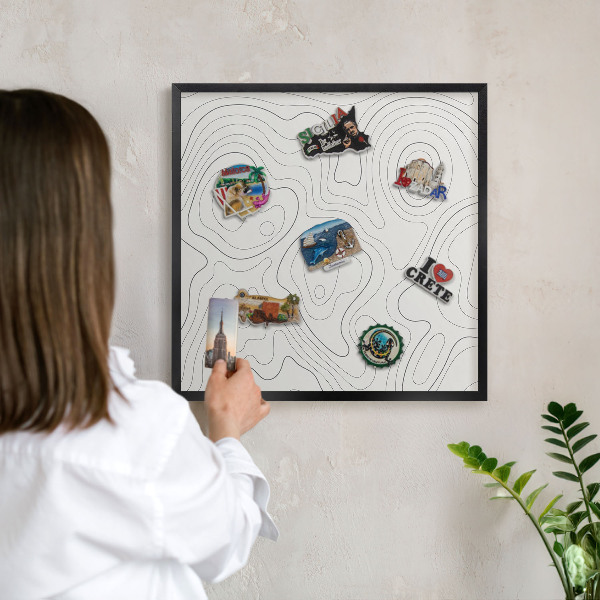 Lavagna magnetica in metallo decorata di colore nero Stile geometrico